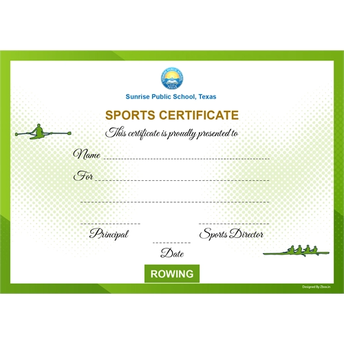 School Sports Award Certificate Rowing A4 Size | Use on Laser Printer